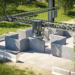 3d printing building with concrete. new technology house building using a modern cnc machine